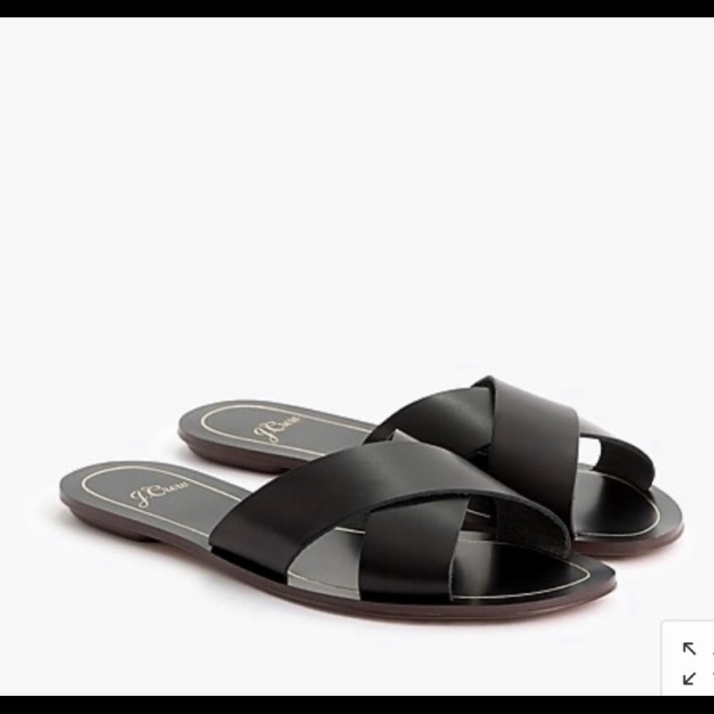 NWT J. Crew Cyprus Slip On Leather Sandals 7 Black
